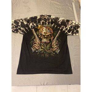 Survivors Shirt Mens Extra Large Black Tie Dye Skull Biker Motorcycle Studded